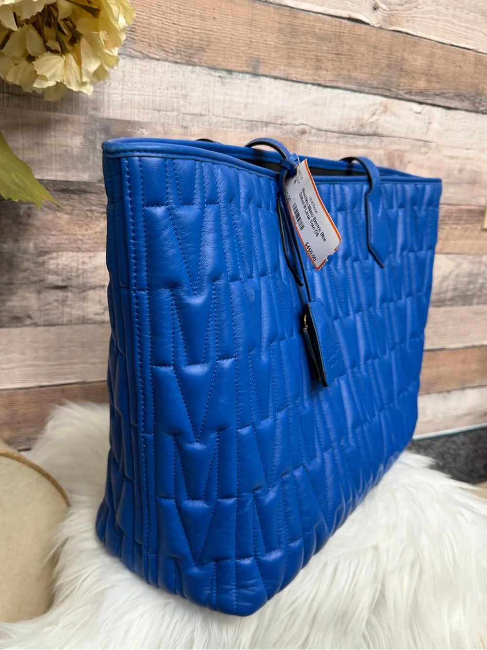 Moschino Milano Electric Blue Quilted M Large Tote